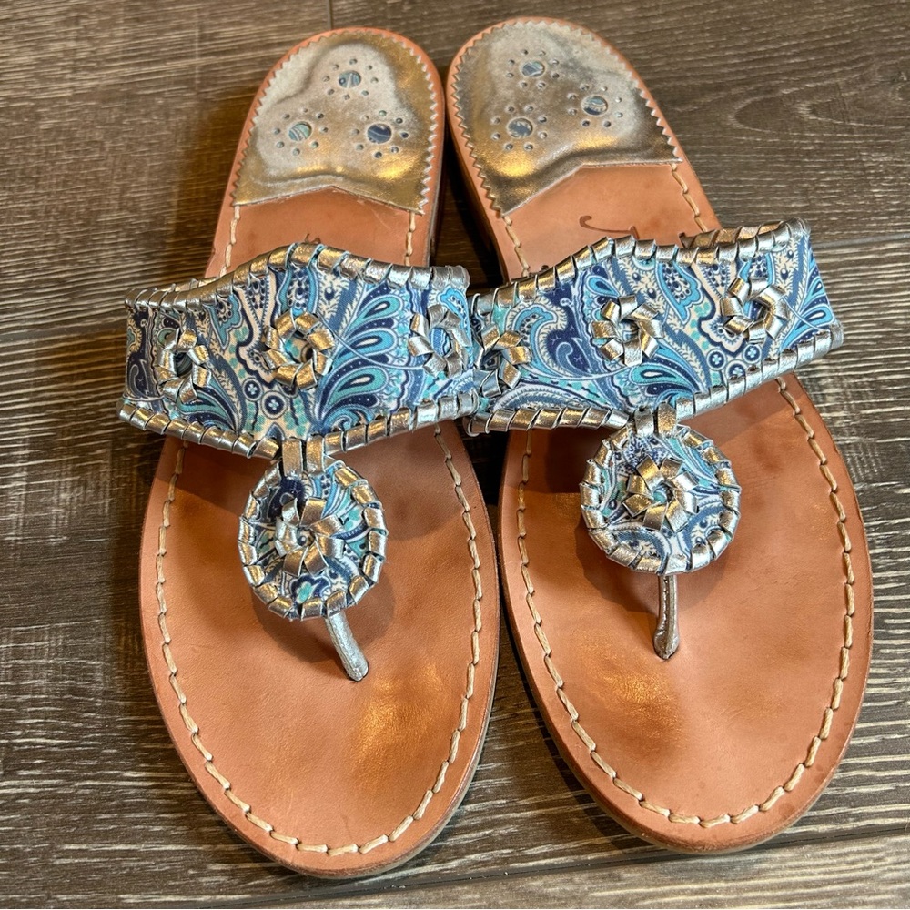 Blue and White Printed Jack Rogers